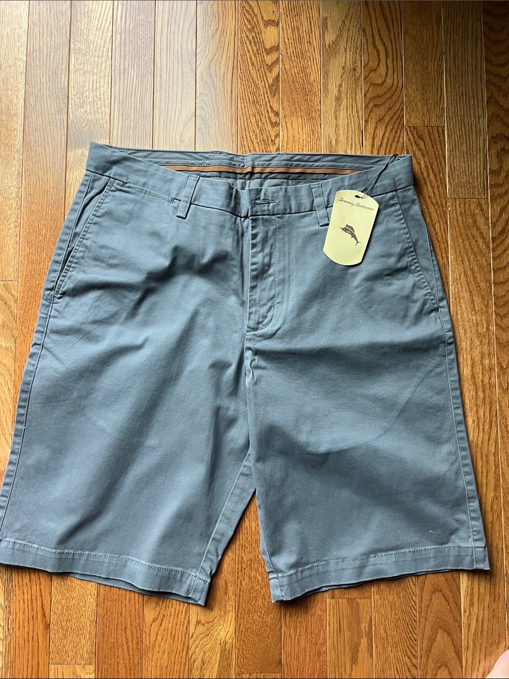 Tommy Bahama Slate Blue Flat-Front Cotton Shorts